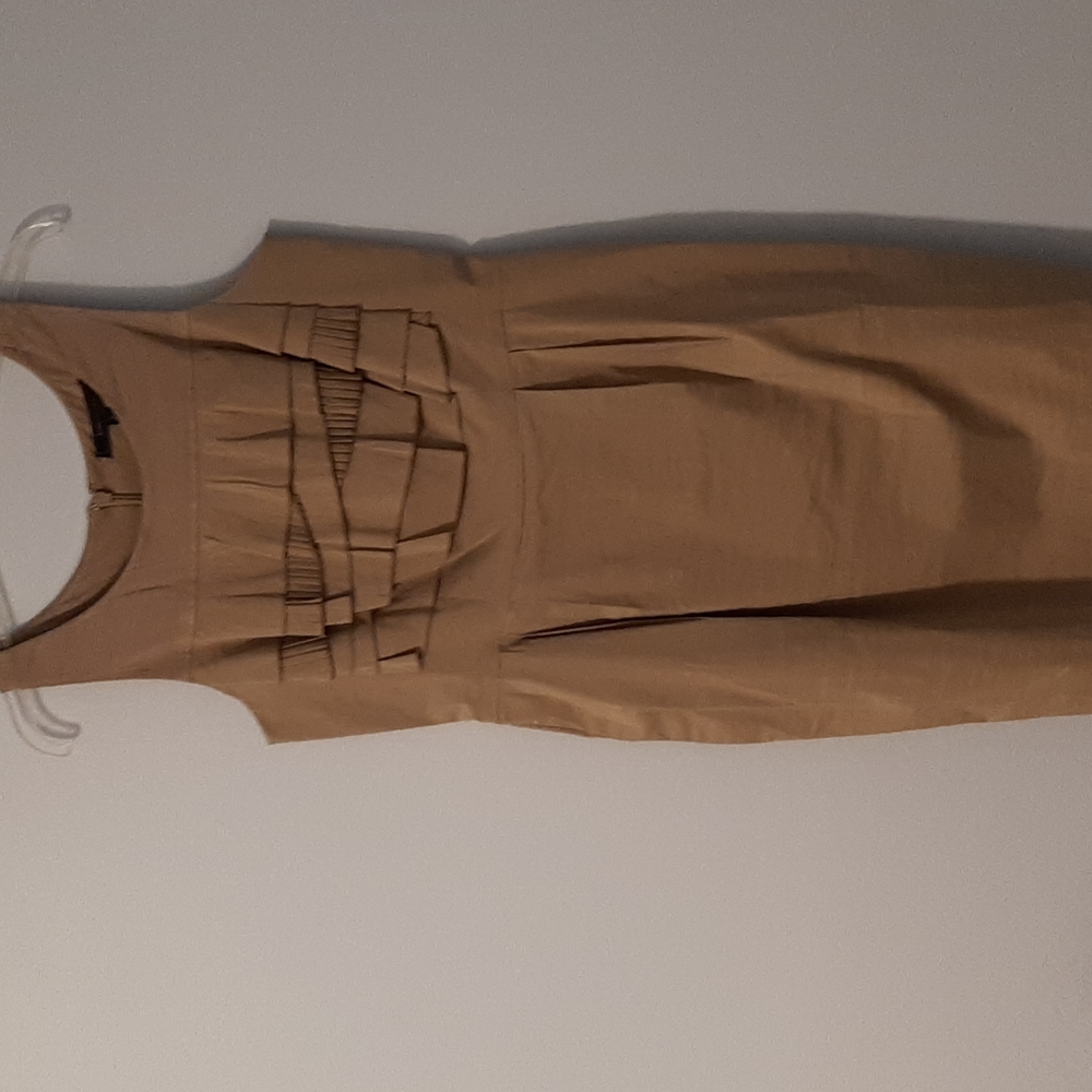 Tan BCBG Maxazria sleeveless sheath dress